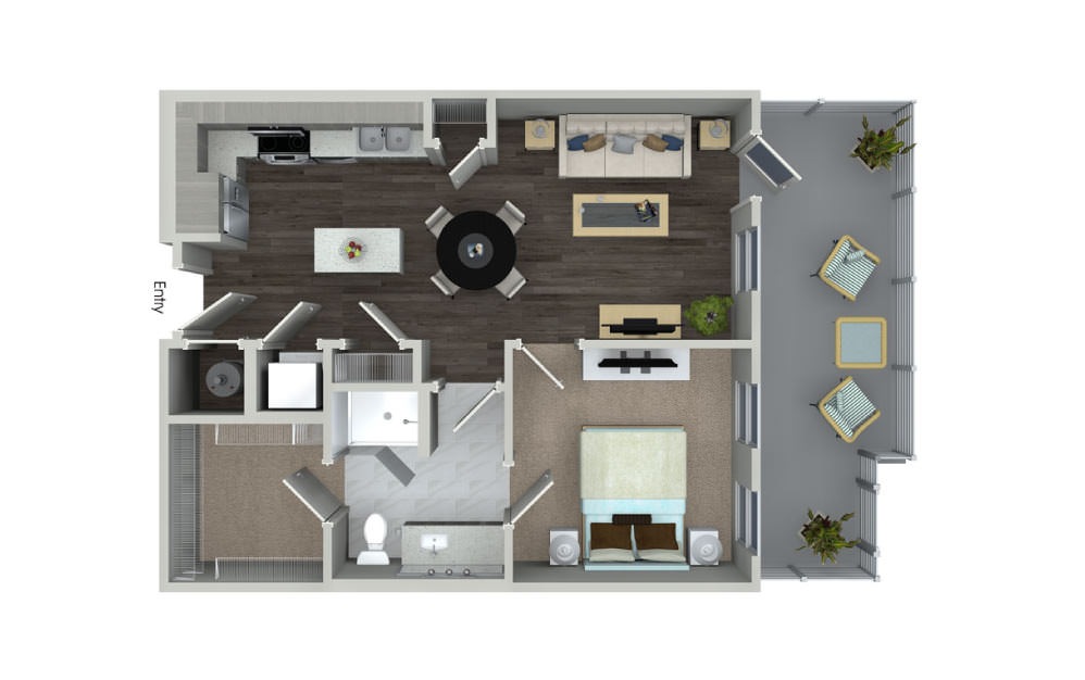 A1.2 - 1 bedroom floorplan layout with 1 bathroom and 650 square feet