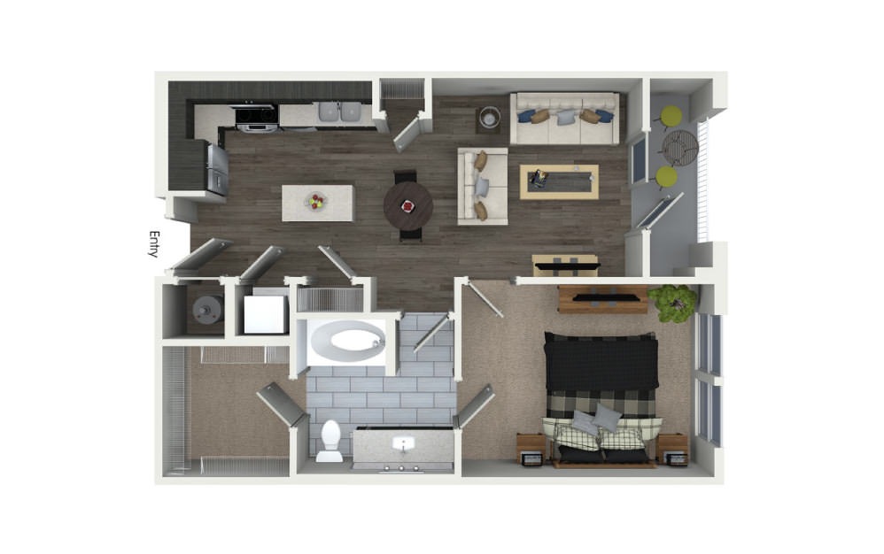 One Bedroom Floor Plan At 555 Ross