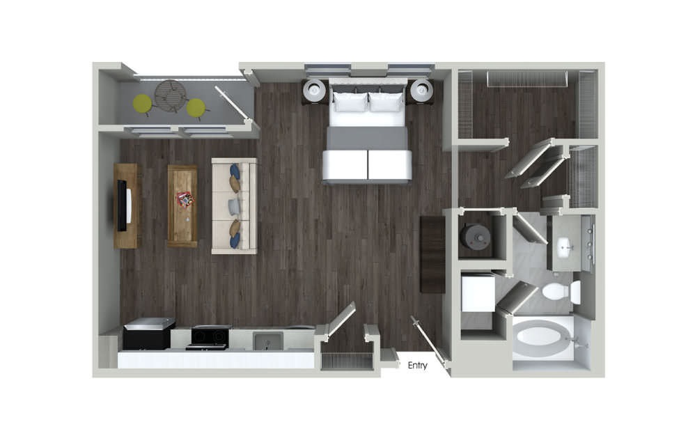 E2-EH - Studio floorplan layout with 1 bathroom and 627 square feet E2-EH - Studio floorplan layout with 1 bathroom and 627 square feet